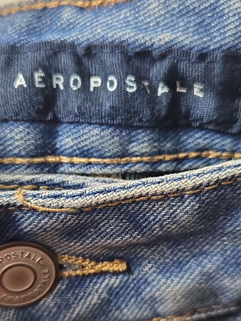 Aeropostale Blue Wide-Leg Jeans with Embroidered Smiley, Peace & Heart - Picture 4 of 5